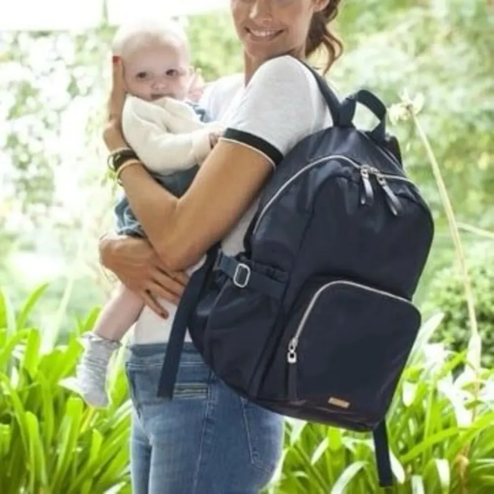 Storksak Hero Backpack Navy Diaper Bag Changing Pad Insulated Baby Travel Bag